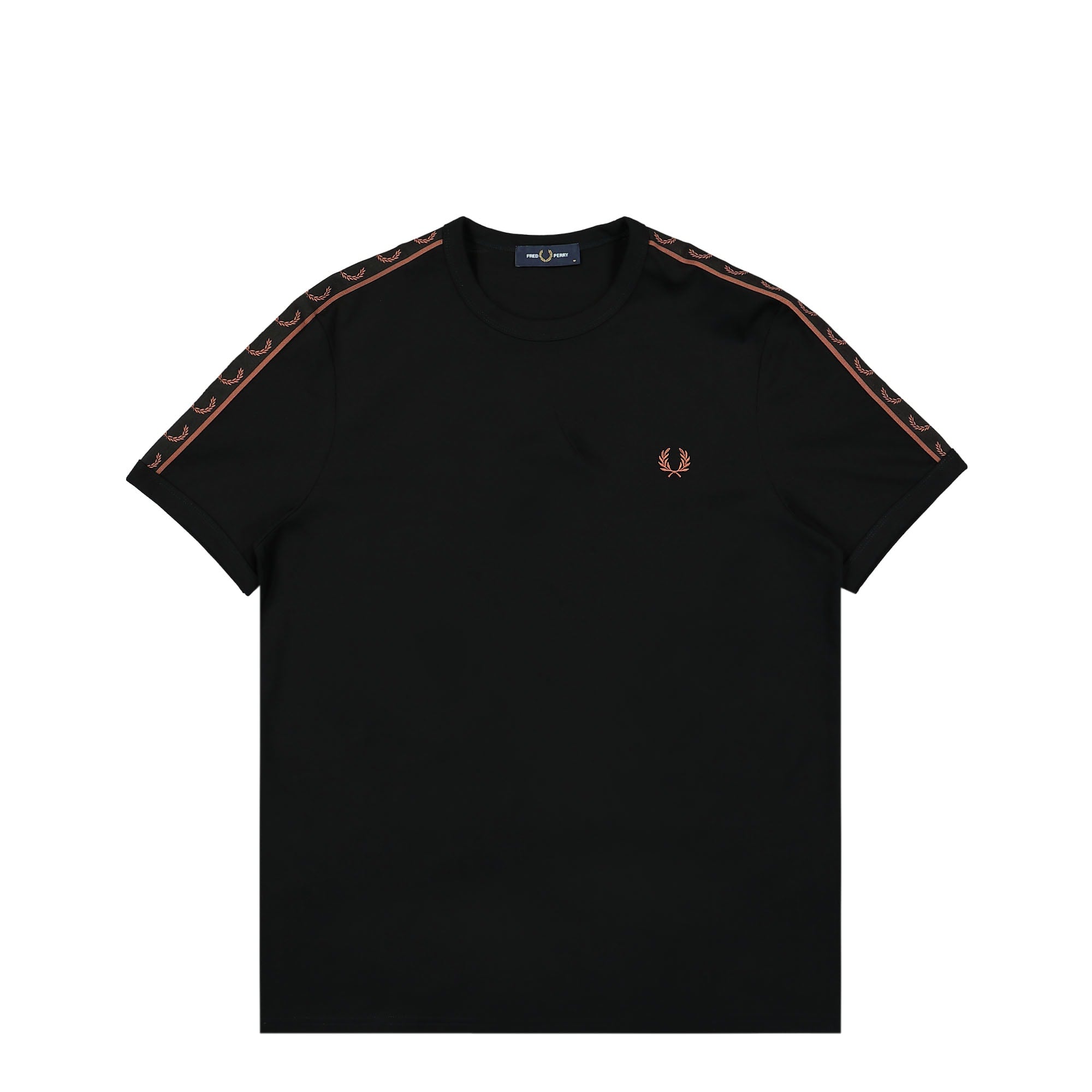 Fred Perry Contrast Tape Ringer T-Shirt Black / Whiskey Brown T-Shirts M4613-S76 | Overkill
