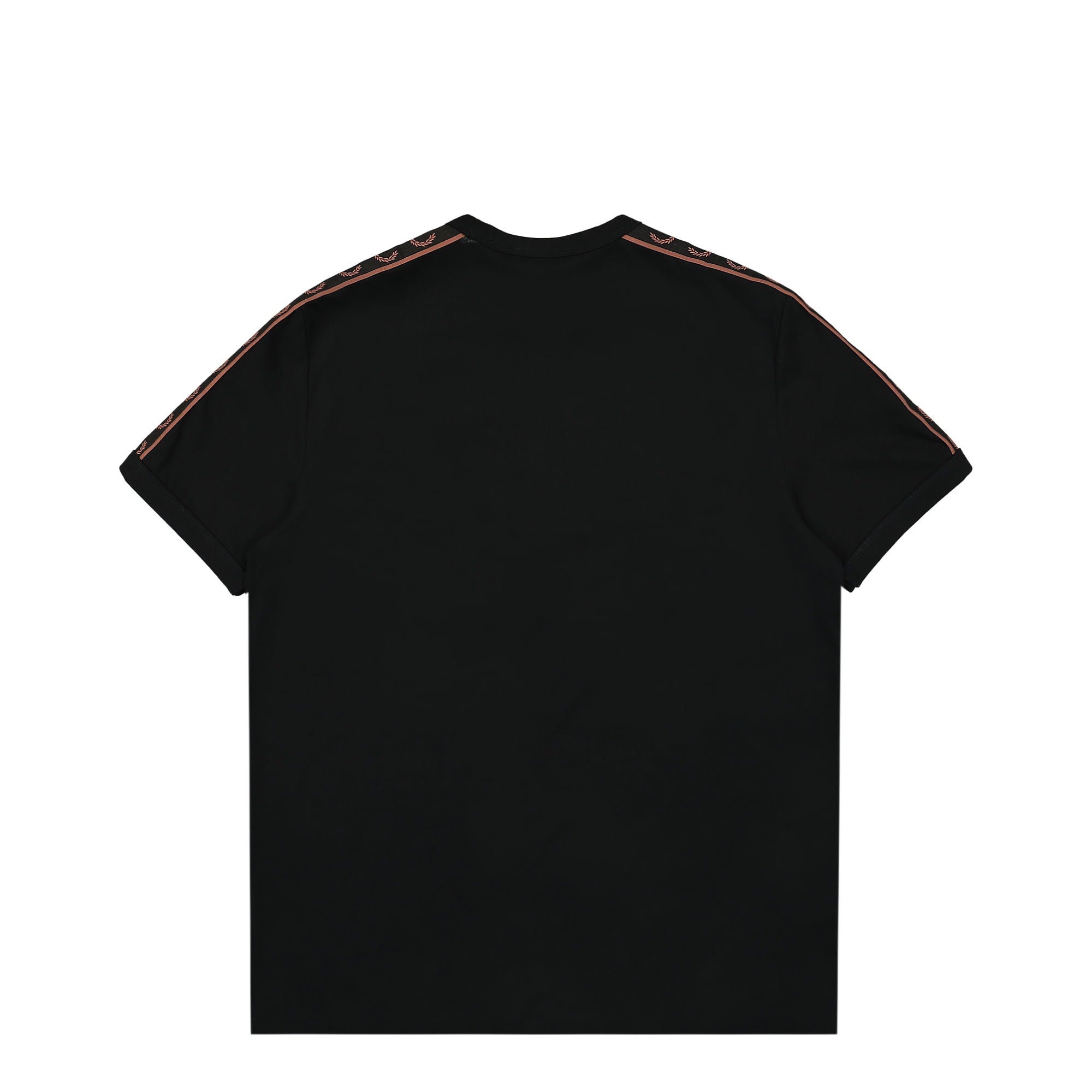 Fred Perry Contrast Tape Ringer T-Shirt Black / Whiskey Brown T-Shirts Material | Overkill