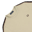 Fred Perry Contrast Tape Ringer T-Shirt Warm Grey / Brick T-Shirts Close-up | Overkill
