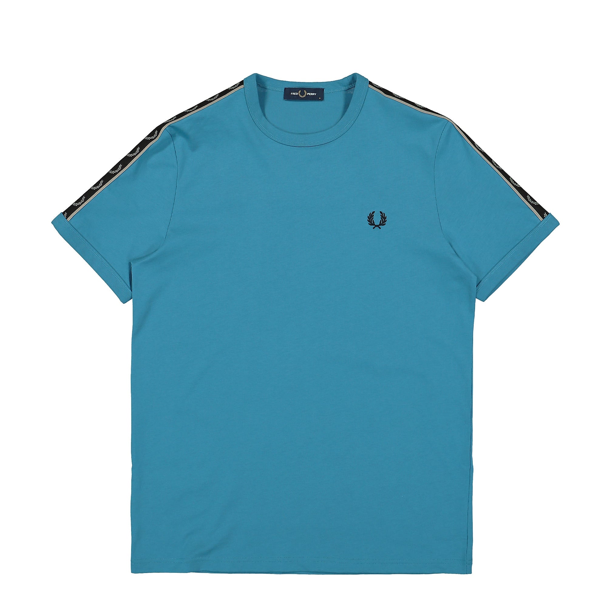 Fred Perry Contrast Tape Ringer T-Shirt Runaway Bay Ocean / Warm Grey T-Shirts M4613-W27 | Overkill