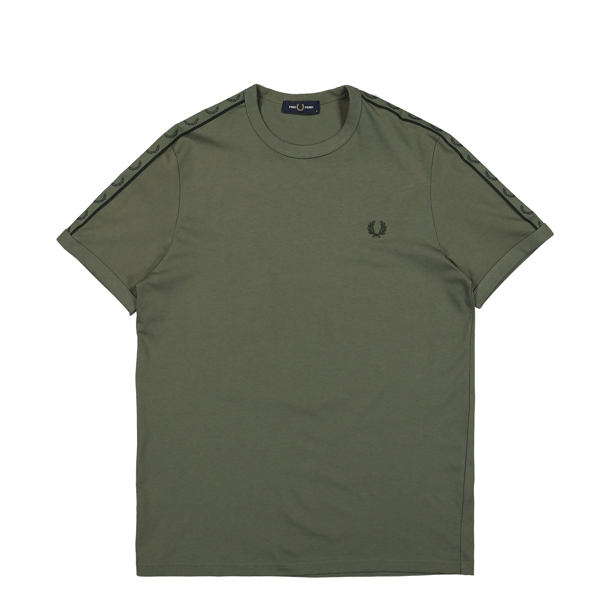 Fred Perry Contrast Tape Ringer T-Shirt Laurel Wreath Green / Night Green T-Shirts M4613-W49 | Overkill