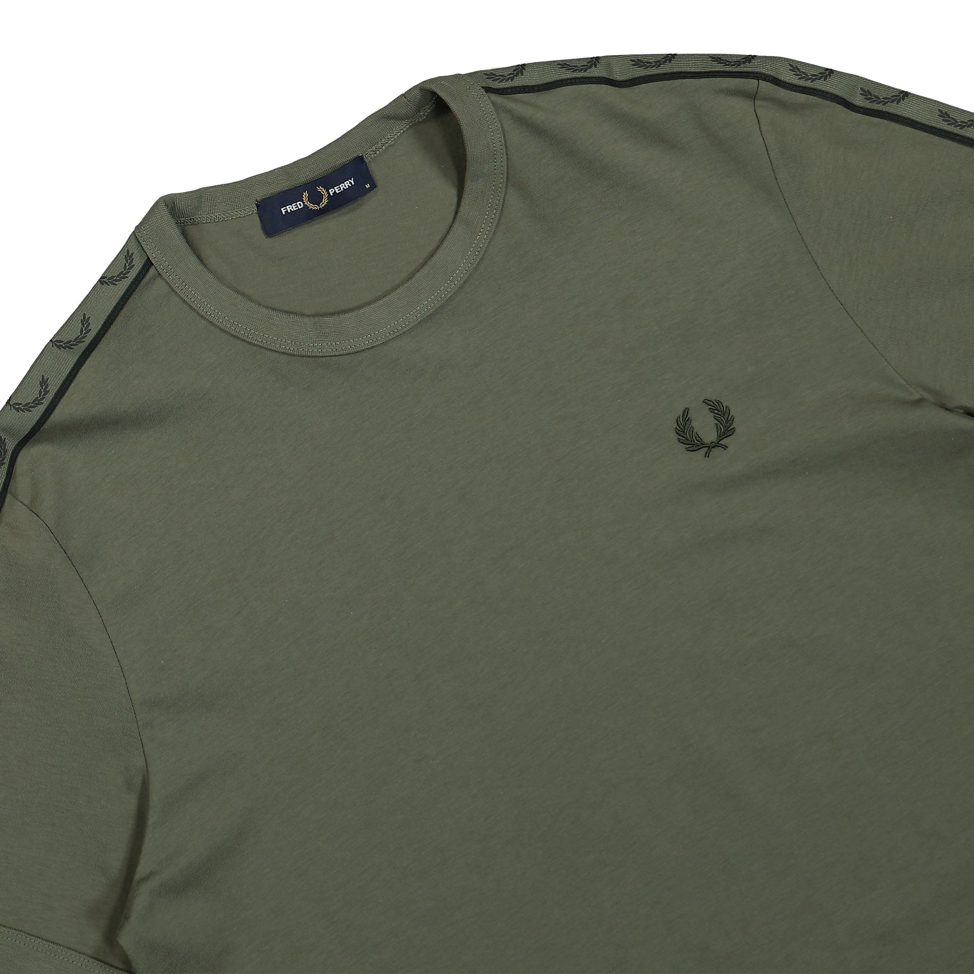 Fred Perry Contrast Tape Ringer T-Shirt Laurel Wreath Green / Night Green T-Shirts Detail view 1 | Overkill