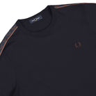 Fred Perry Contrast Tape Ringer T-Shirt Navy / Carrington Brick T-Shirts Close-up | Overkill