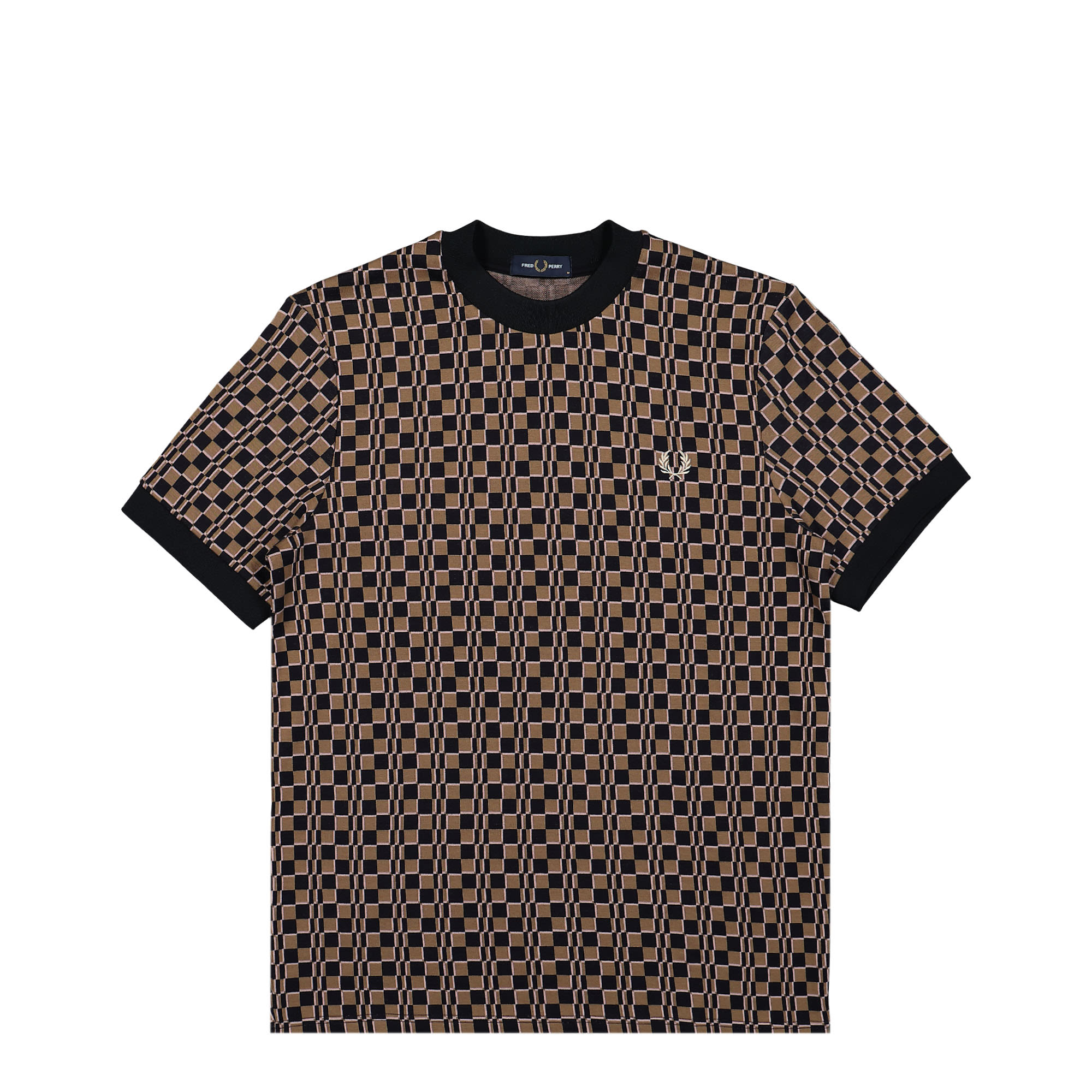 Fred Perry Glitch Chequerboard T-Shirt Shadedstone / Navy T-Shirts M6556-R83 | Overkill