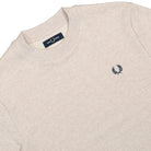 Fred Perry Crew Neck Sweatshirt Porridge Marl / Anchor Grey Sweatshirts Close-up | Overkill