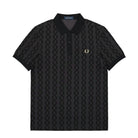 Fred Perry Cable Print Polo Shirt Anchor Grey Polo Shirts M7790-297 | Overkill