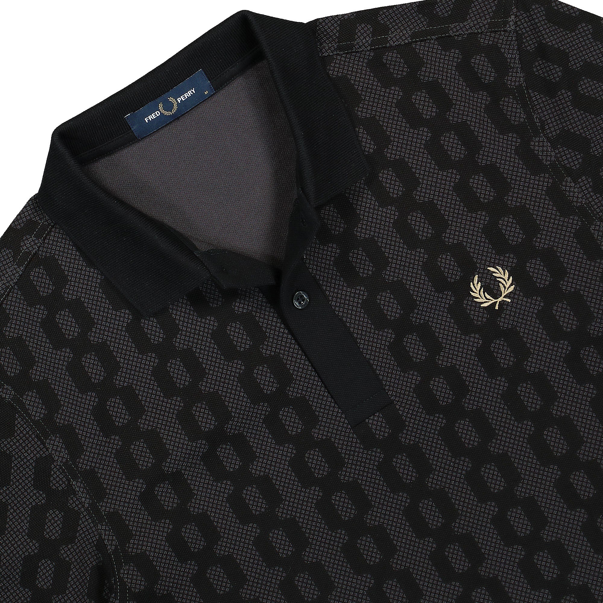 Fred Perry Cable Print Polo Shirt Anchor Grey Polo Shirts Close-up | Overkill