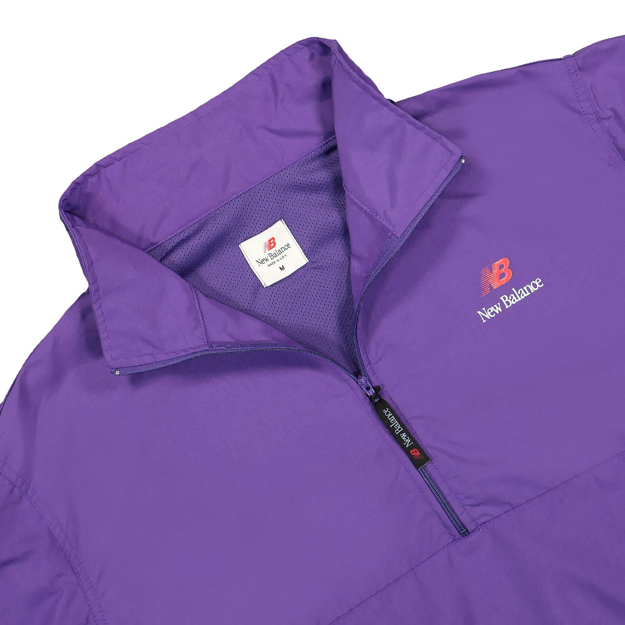 New Balance Made In USA QTR Zip Top Prism Purple Windbreaker Close-up | Overkill