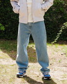 Carhartt WIP Aaron Pant Blue Stone Bleached Jeans Close-up | Overkill