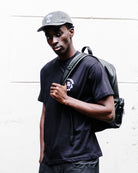 Carhartt WIP Jakob Backpack Medium Stonewash Light Indigo Black I034594.89.XX.06 On Model Front View | Overkill