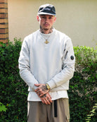 C.P. Company Diagonal Raised Fleece Crew Neck Lens Sweatshirt Blue Fox Sweatshirts Material | Overkill