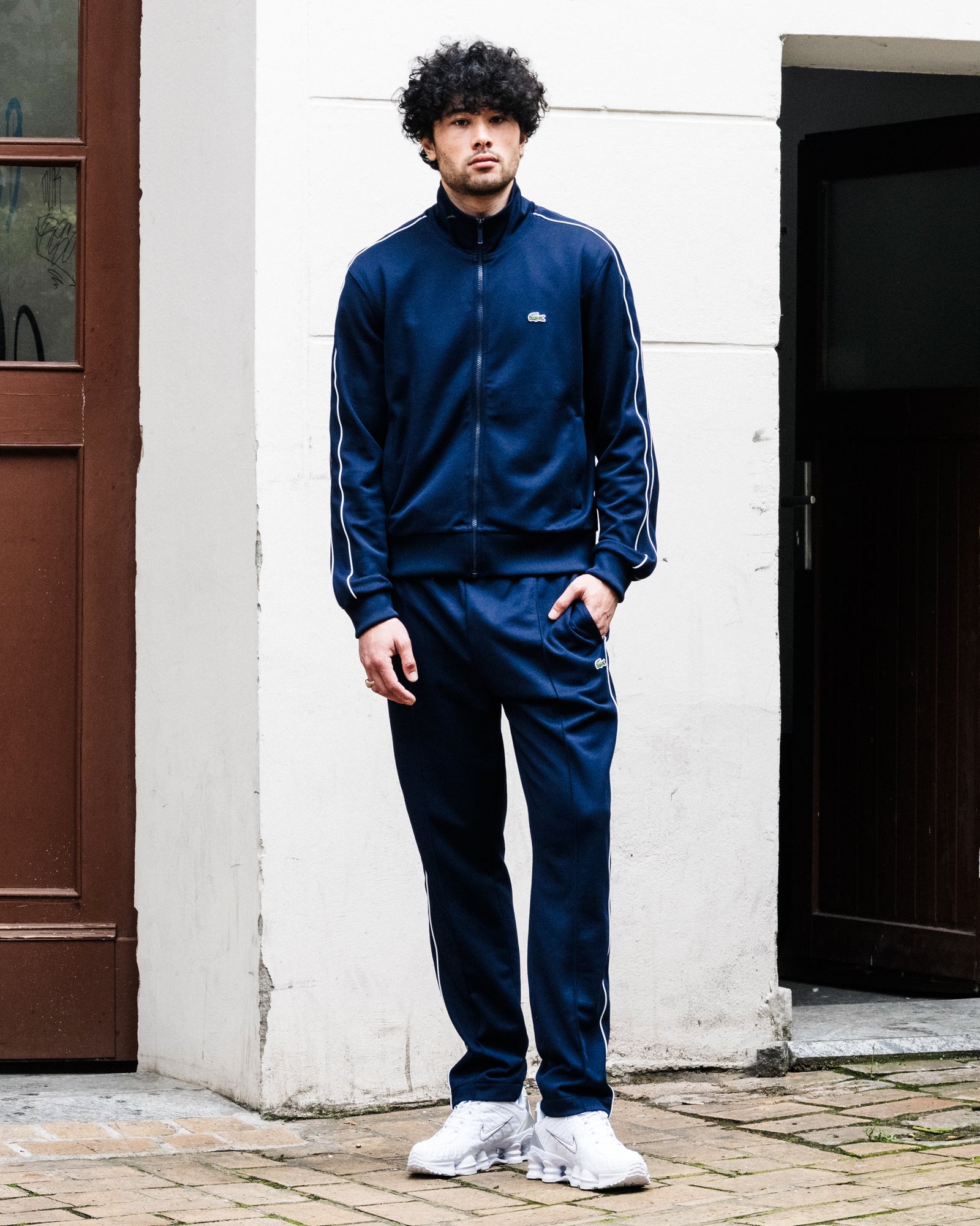 Lacoste Tracksuit Trousers Marine Blue Sweat & Track Pants XH1412-00 166 On Model Front View | Overkill