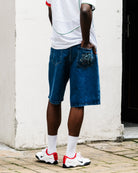 Wasted Paris Prey Casper Shorts Washed Blue Shorts 172404 On Model Back View | Overkill