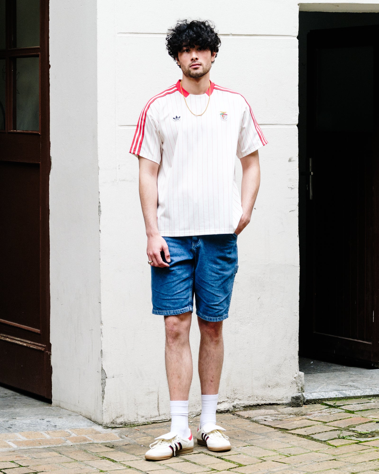 adidas SLB Icon Jersey Off White T-Shirts JL5553 On Model Front View | Overkill