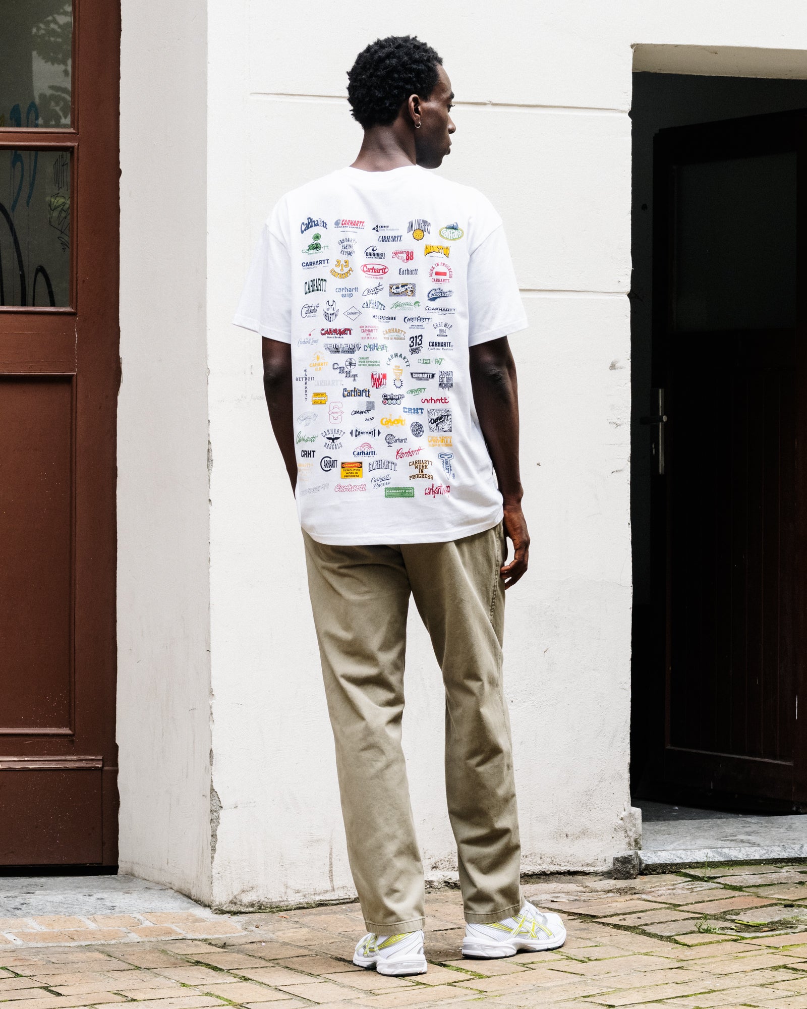 Carhartt WIP S/S Logo T-Shirt White T-Shirts I034643.02.XX.03 On Model Back View | Overkill
