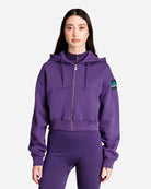 adidas Equipment Cropped Hoodie Violet Hoodies JX1598 On Model Front View | Overkill
