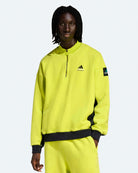 adidas Equipment Half-Zip Sweater Acid Yellow Sweatshirts KE1353 On Model Front View | Overkill
