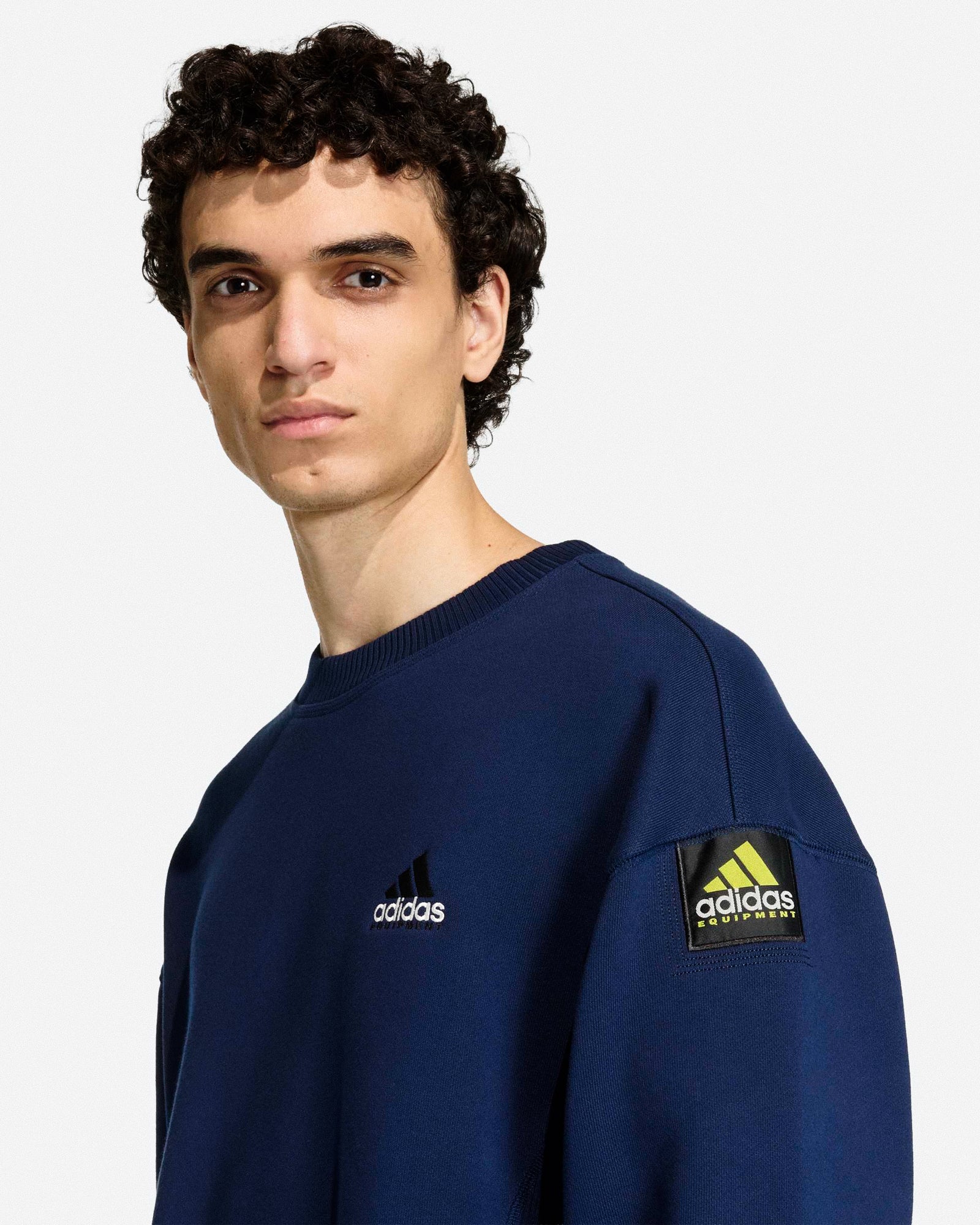 adidas Equipment Rip Crewneck Sweatshirt Night Indigo Sweatshirts KB9323 On Model Back View | Overkill
