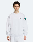 adidas Equipment Rip Crewneck Sweatshirt Light Grey Heather Sweatshirts KB9324 On Model Front View | Overkill
