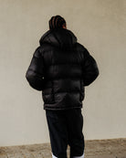 C.P. Company DD Shell Hooded Medium Down Jacket Black Puffer Jackets 19CMOW191A-110416A 999 On Model Back View | Overkill
