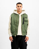Alpha Industries MA-1 Base Vest Sage Green Vests 758102-01 On Model Front View | Overkill