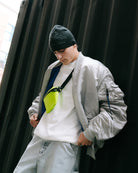 Alpha Industries MA-1 UV Pastel Grey Bomber & Varsity Jackets 146115UV-666 On Model Front View | Overkill
