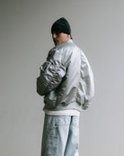 Alpha Industries MA-1 UV Pastel Grey Bomber & Varsity Jackets 146115UV-666 On Model Back View | Overkill
