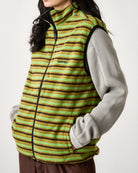 Gramicci Thermal Fleece Reversible Vest Chartreuse Stripe Vests G5FU-J005-Chartreuse Stripe Model Detail 1 | Overkill
