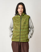 Gramicci Thermal Fleece Reversible Vest Chartreuse Stripe Vests G5FU-J005-Chartreuse Stripe Model Detail 2 | Overkill
