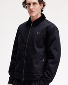 Fred Perry Cotton Caban Jacket Black Bomber & Varsity Jackets J8535-184 On Model Front View | Overkill