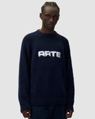 Arte Antwerp Pixel Front Knit Navy Sweatshirts AW25-226K On Model Front View | Overkill