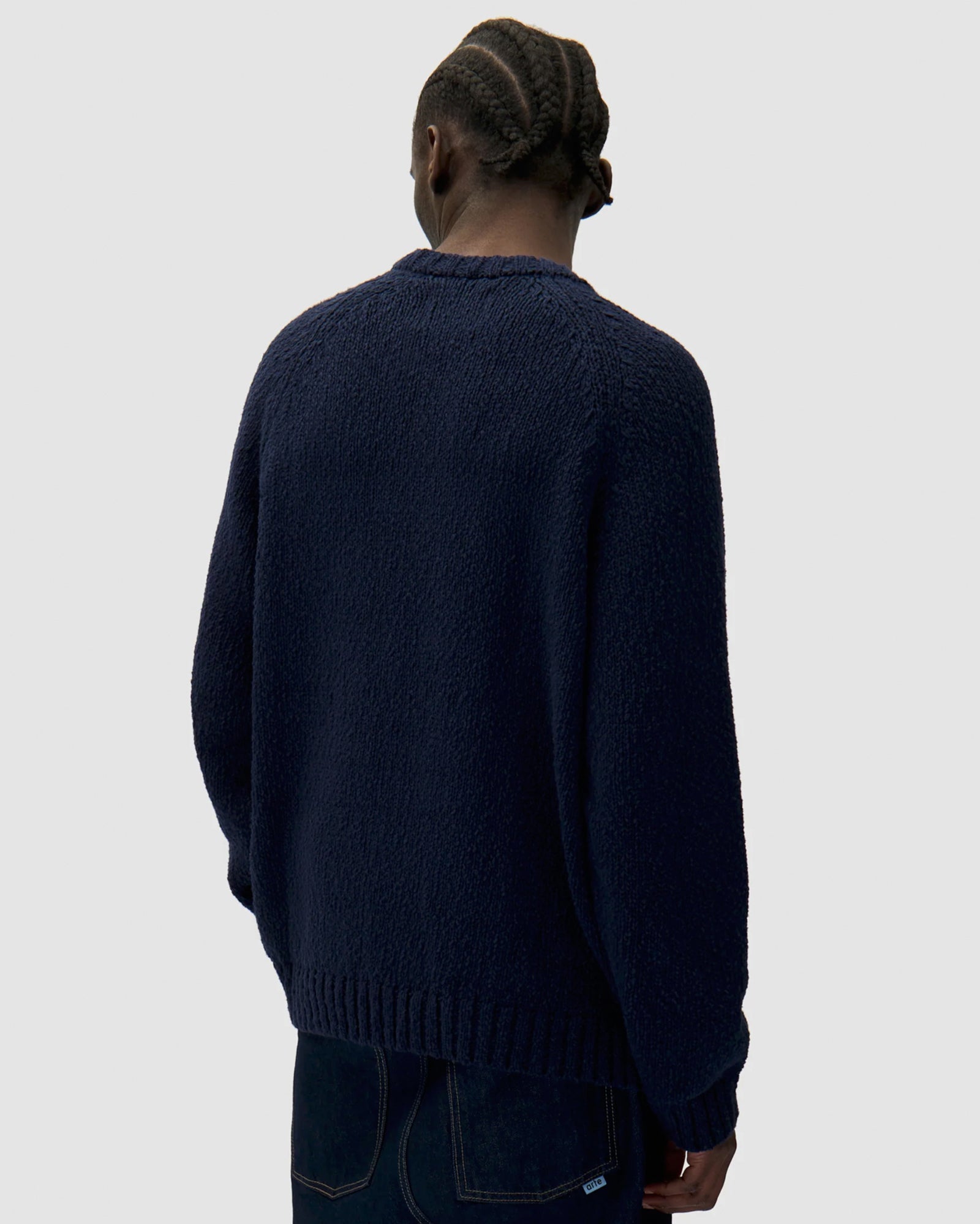 Arte Antwerp Pixel Front Knit Navy Sweatshirts AW25-226K On Model Back View | Overkill