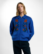 Obey Floral Zip Cardigan Surf Blue Cardigans 151010041 On Model Front View | Overkill