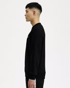 Fred Perry Crew Neck Sweatshirt Black / Shadedston Sweatshirts M7535-S77 On Model Back View | Overkill
