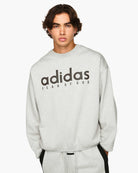 adidas Crew Medium Grey Heather Sweatshirts JZ7369 On Model Front View | Overkill
