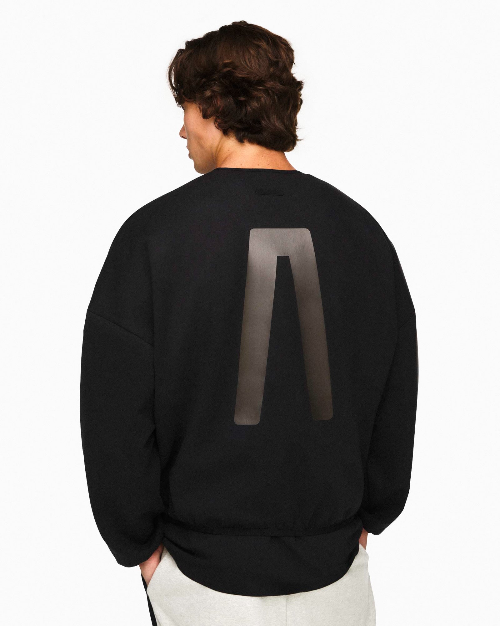 adidas Crew Black Sweatshirts JZ7376 On Model Back View | Overkill
