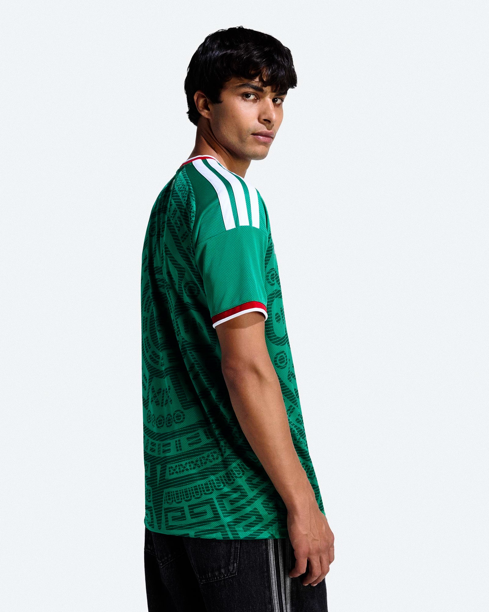 adidas FMF Mexico Home Jersey Bold Green T-Shirts JL8580 On Model Back View | Overkill
