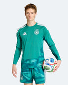 adidas DFB Germany Goalkeeper LS Home Jersey Active Green Longsleeves JM3716 On Model Front View | Overkill
