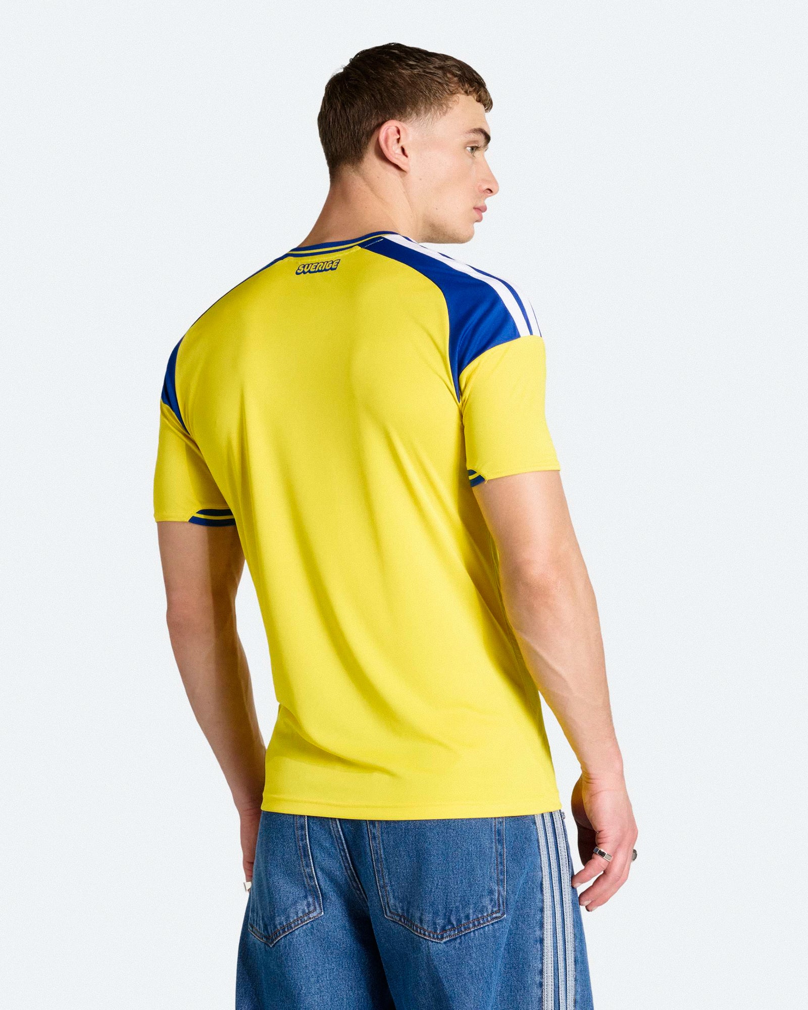 adidas SVFF Sweden Home Jersey Yellow T-Shirts JM5814 On Model Back View | Overkill
