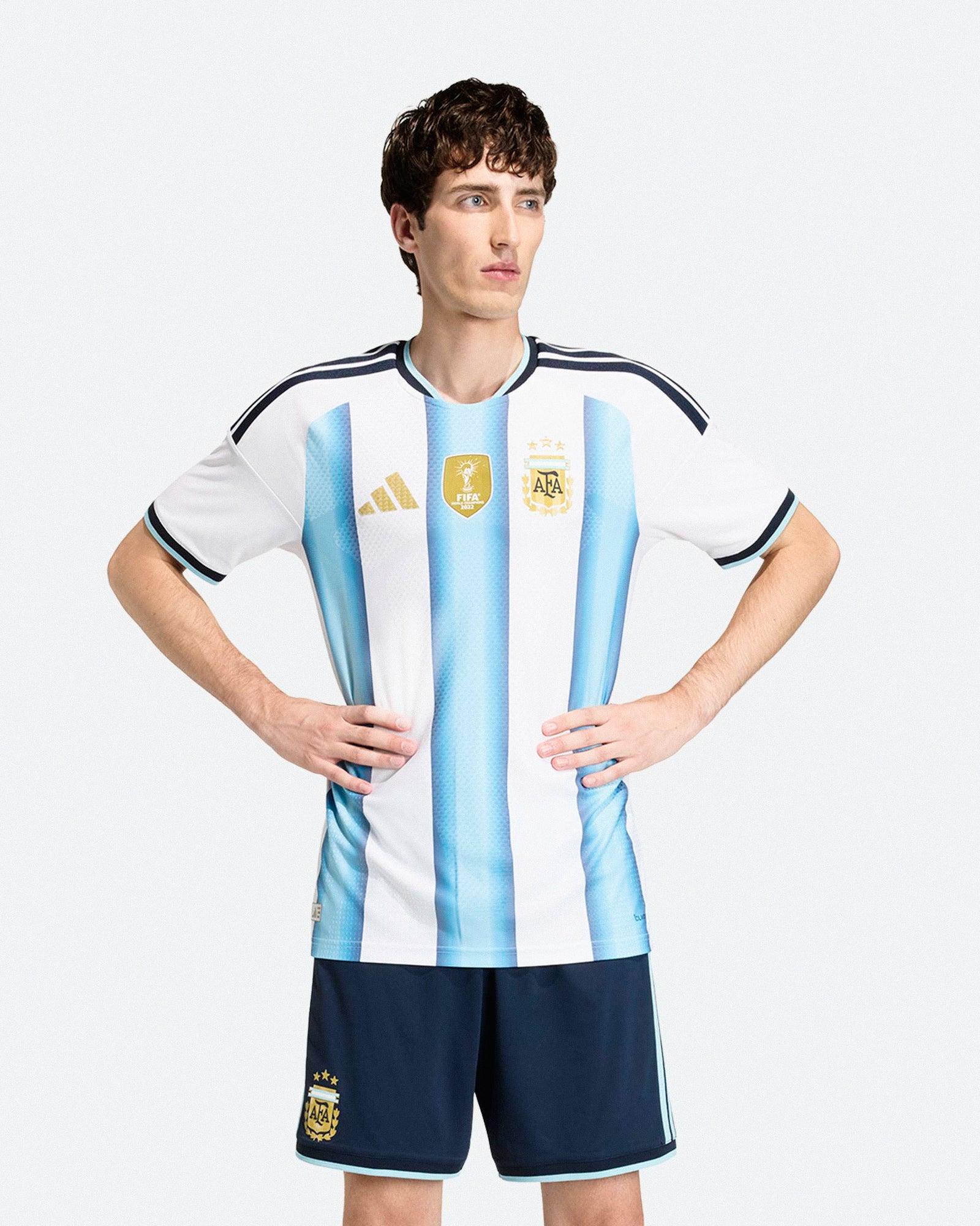 adidas AFA Argentina Home Jersey White / Icey Blue / Light Blue T-Shirts JM8396 On Model Front View | Overkill

