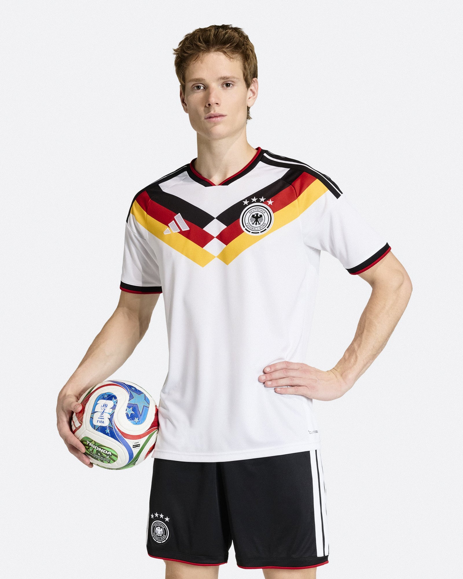 adidas DFB Germany Home Jersey White T-Shirts KD8363 On Model Front View | Overkill
