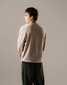 Fred Perry Crew Neck Sweatshirt Warm Oat / Cortege Green / Black To Black Sweatshirts M7535-50A On Model Back View | Overkill
