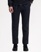 Fred Perry Contrast Tape Track Pant Navy / Burn Tobacco Sweat & Track Pants T5507-40A On Model Front View | Overkill
