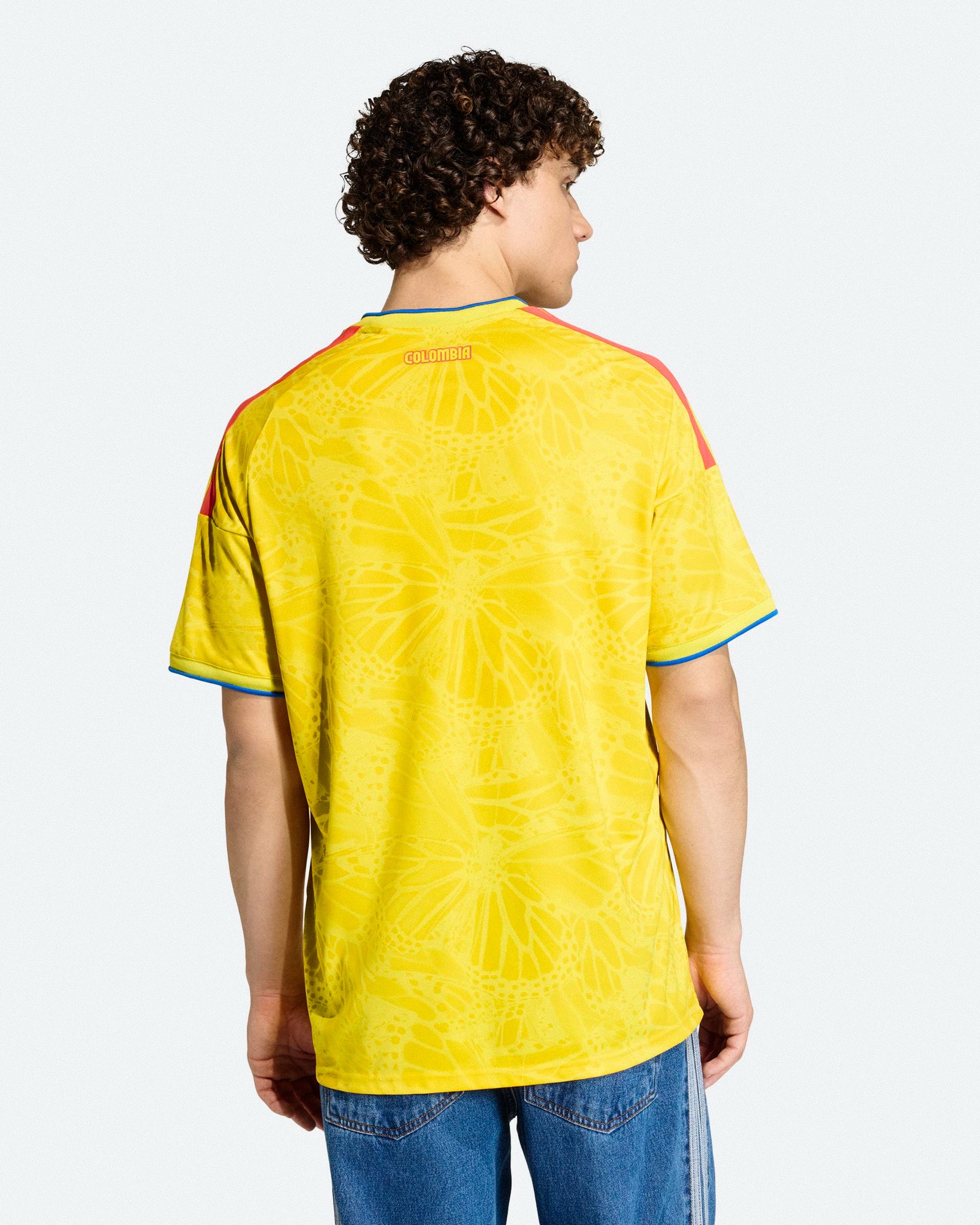 adidas FCF Colombia Home Jersey Impact Yellow T-Shirts JL6972 On Model Back View | Overkill
