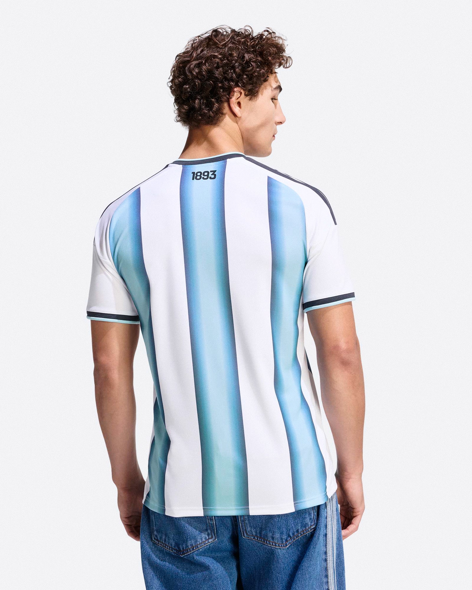 adidas AFA Argentina Authentic Home Jersey White / Icey Blue / Light Blue T-Shirts JM5897 On Model Back View | Overkill
