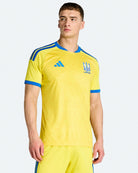 adidas UAF Ukraine Home Jersey Bright Yellow T-Shirts JZ4622 On Model Front View | Overkill
