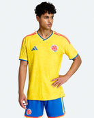 adidas FCF Colombia Authentic Home Jersey Impact Yellow T-Shirts JL6971 On Model Front View | Overkill
