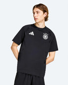 adidas DFB Germany Tiro Travel Tee Black T-Shirts JZ9330 On Model Front View | Overkill
