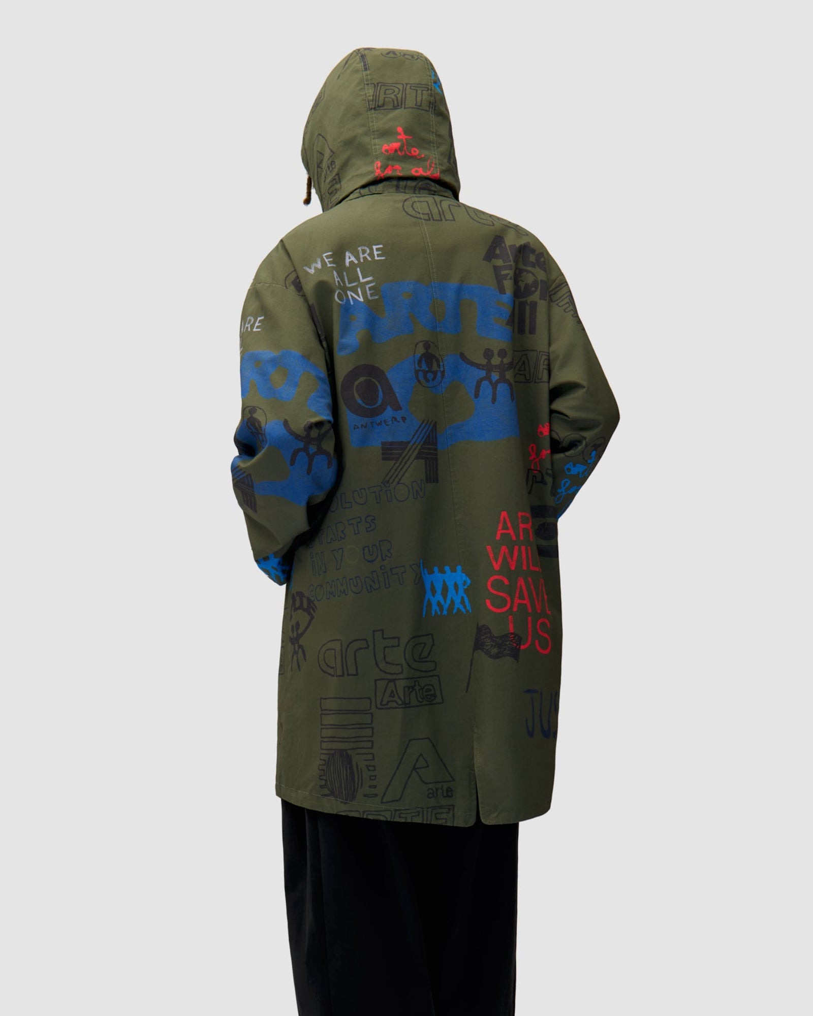 Arte Antwerp Art Saves Coat Dark Green Coats AW25-144C-305 On Model Back View | Overkill
