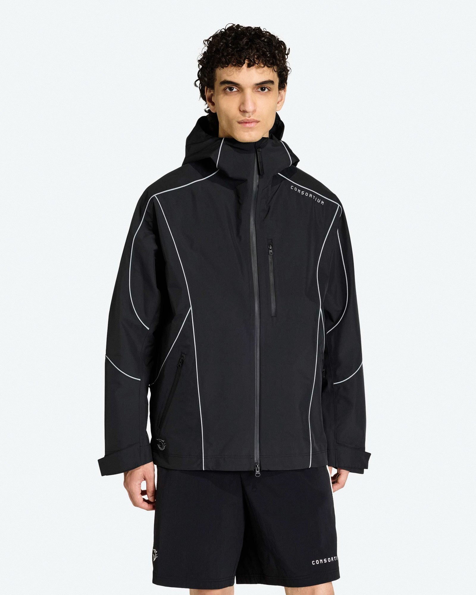 adidas Consortium Shell Jacket Black Jackets JZ0797 On Model Front View | Overkill
